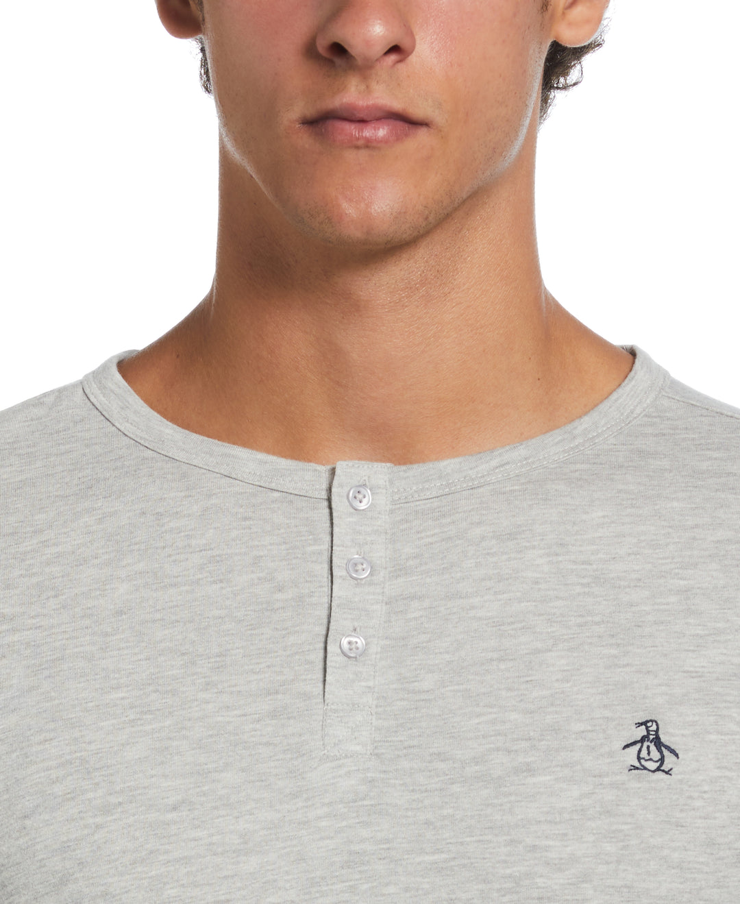 Solid Henley Tee (Light Grey Heather) 