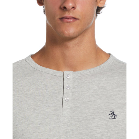 Solid Henley Tee (Light Grey Heather) 
