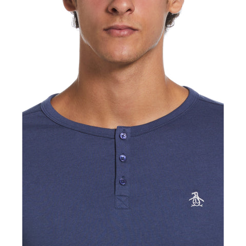 Solid Henley Tee (Blue Indigo) 