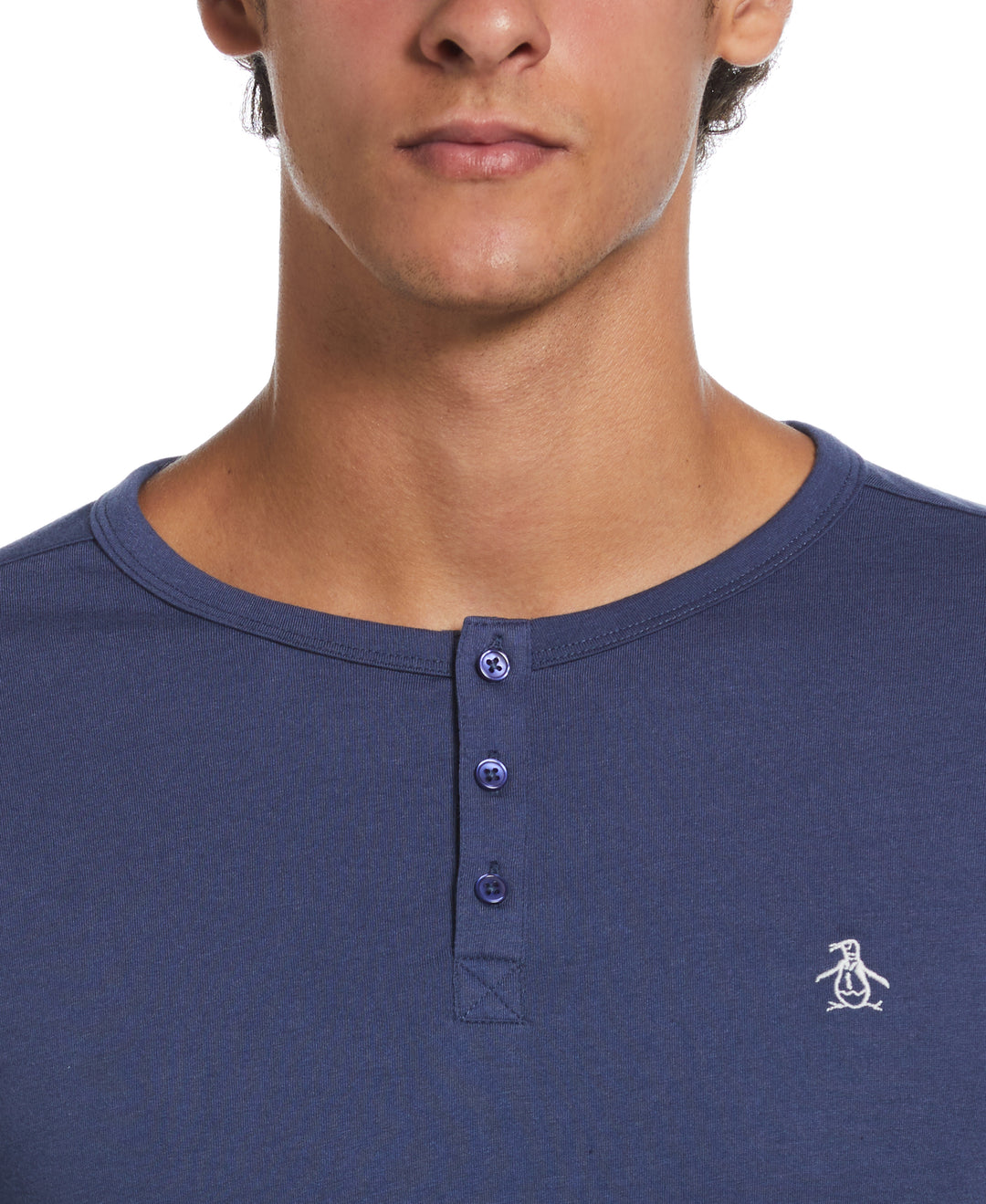 Solid Henley Tee (Blue Indigo) 