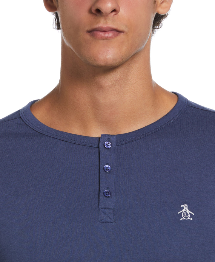 Solid Henley Tee (Blue Indigo) 