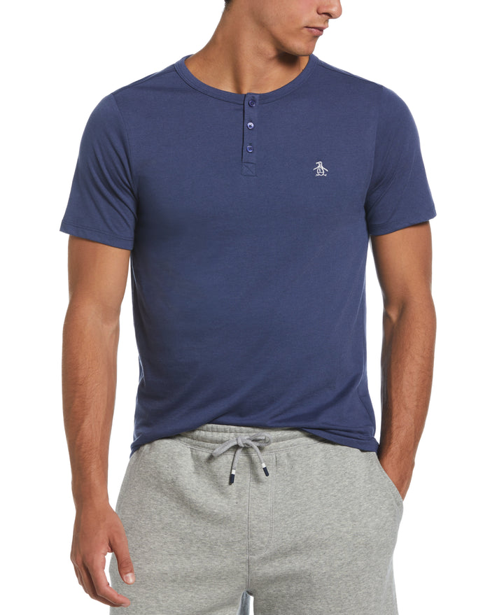 Solid Henley Tee (Blue Indigo) 