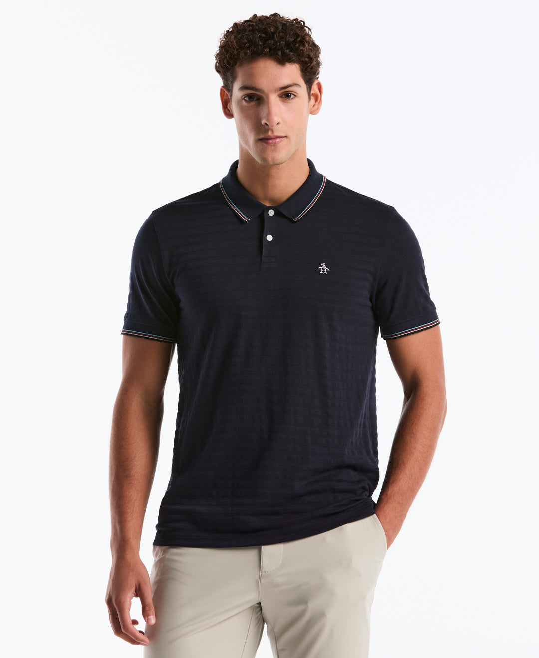 Solid Striped Polo Shirt (Dark Sapphire) 