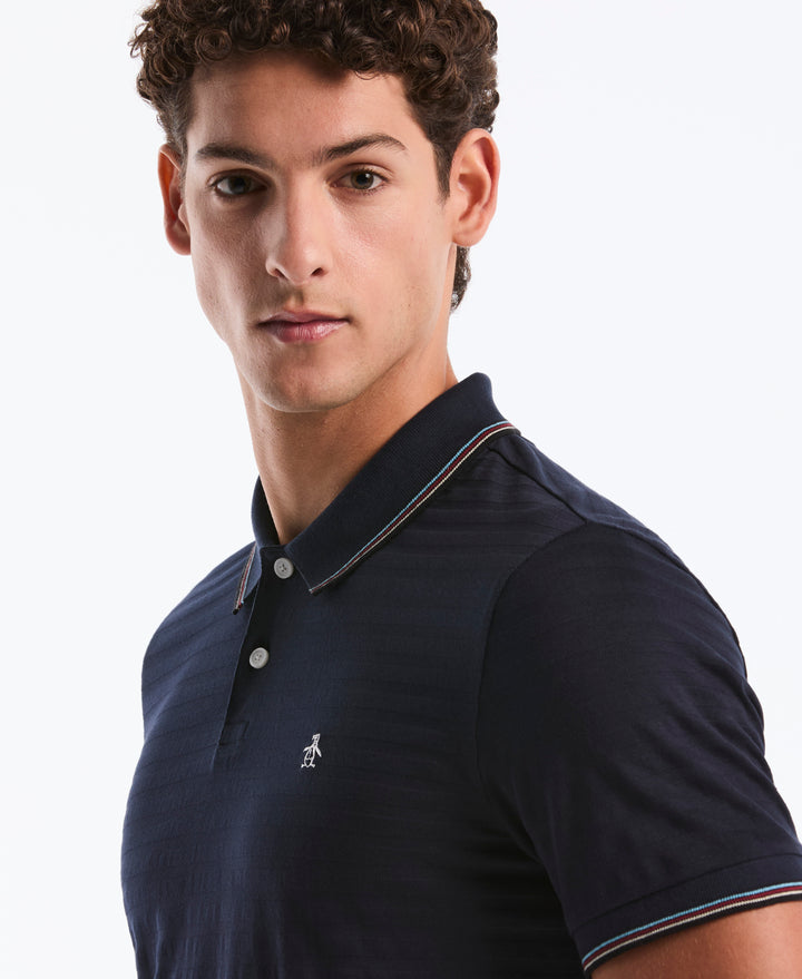 Solid Striped Polo Shirt (Dark Sapphire) 