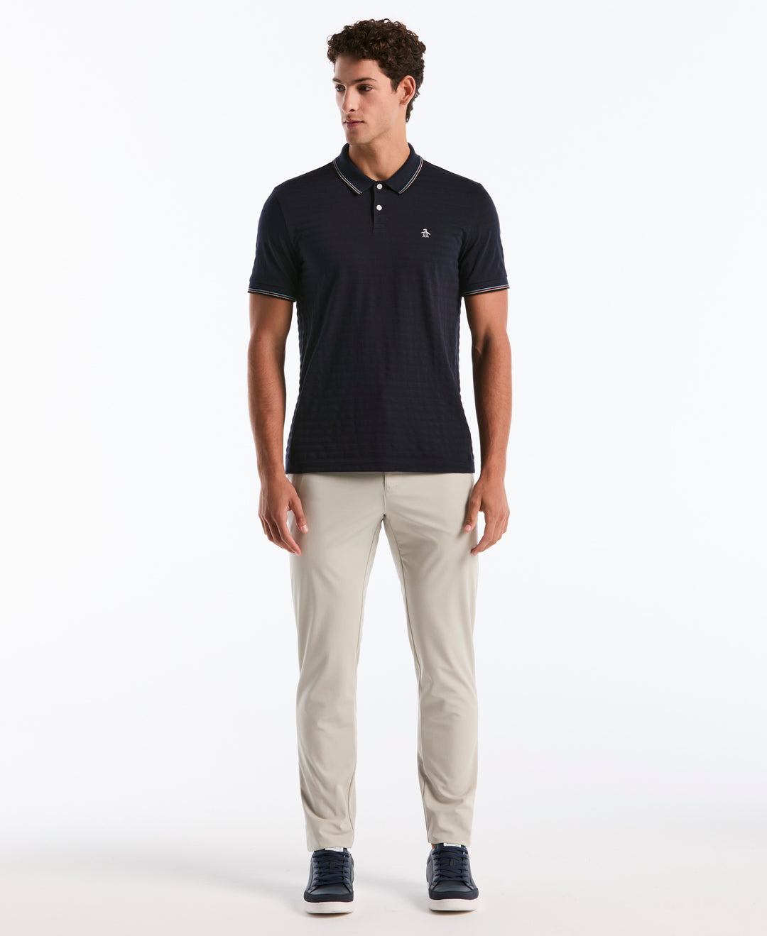 Solid Striped Polo Shirt (Dark Sapphire) 
