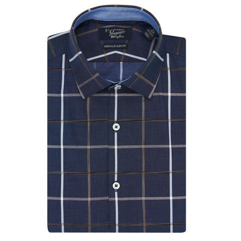 Space Dye Windowpane Button Down-Dress Shirts-Original Penguin