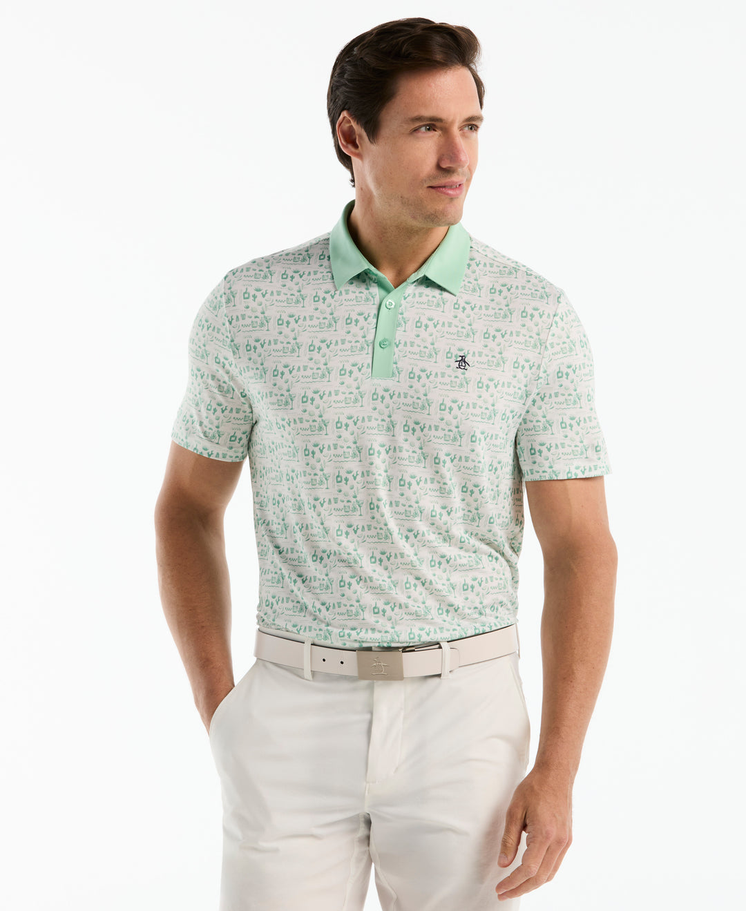 Spicy Margarita Contrast Golf Polo-Golf Polos-Lichen-S-Original Penguin