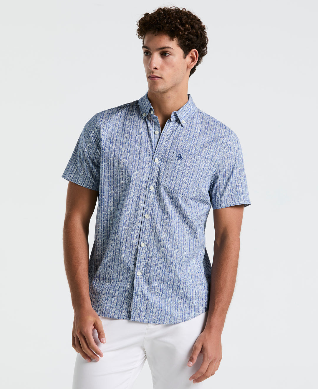 Cotton Poplin Texture Shirt (Blue Quartz) 