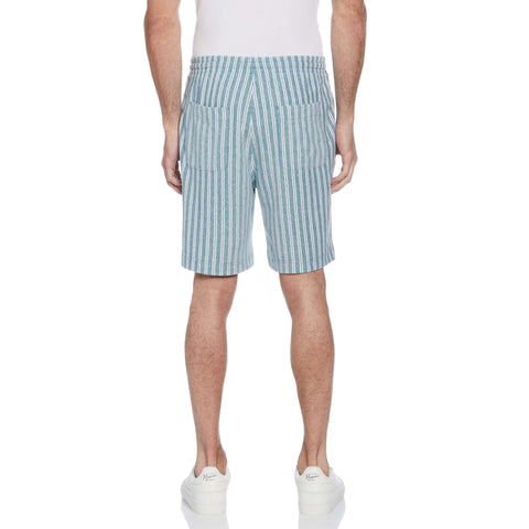 Linen Blend Stripe Birdseye Pique Short (Pacific) 