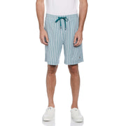 Linen Blend Stripe Birdseye Pique Short (Pacific) 