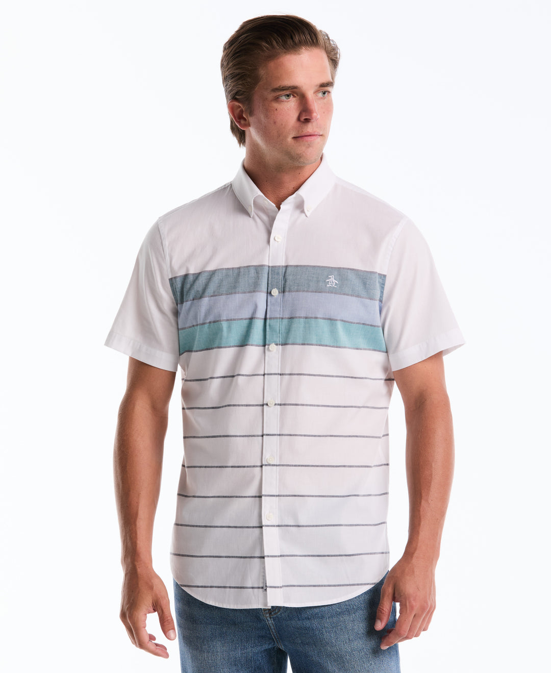 Stripe Stretch Shirt (Bright White) 