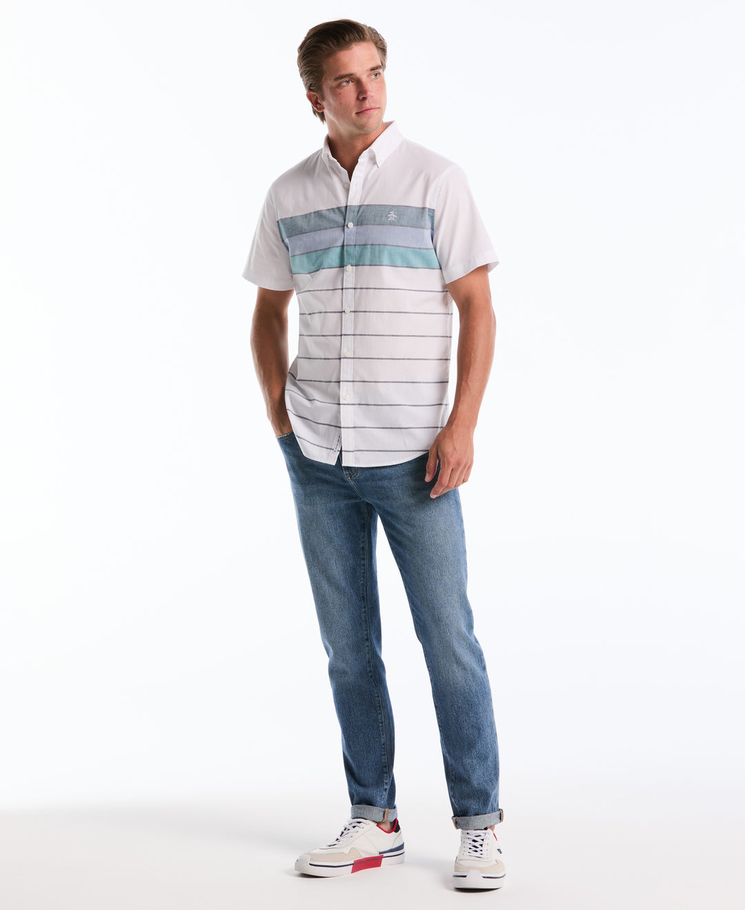 Stripe Stretch Shirt (Bright White) 