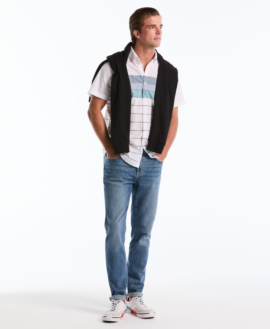 Stripe Stretch Shirt (Bright White) 