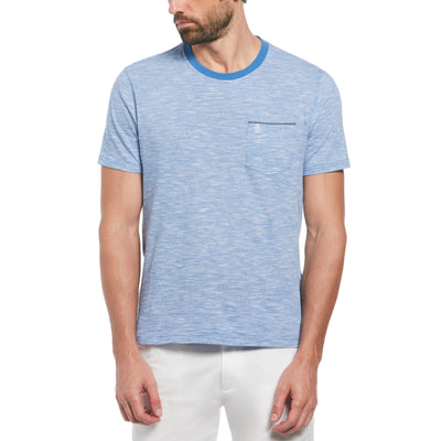 Stripe Chambray Tipped Pocket Tee (Star Sapphire) 
