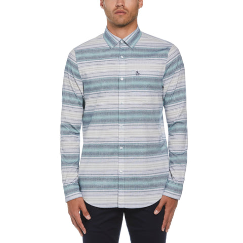 Stripe Flannel Shirt  (Oil Blue) 