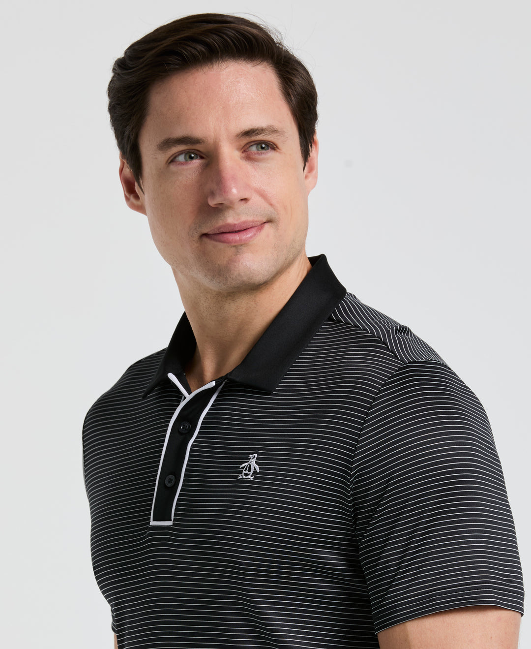 Short Sleeve Stripe Polo (Caviar) 