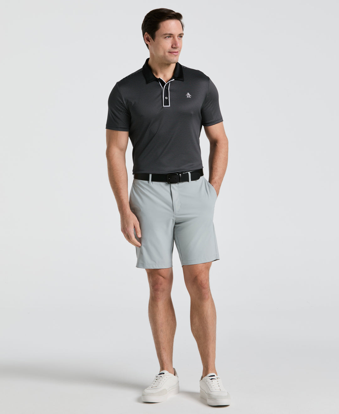 Short Sleeve Stripe Polo (Caviar) 