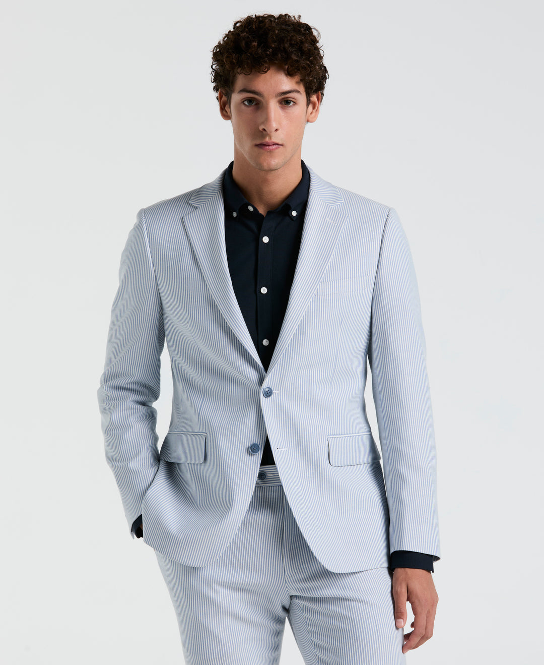 Stripe Suit Separate Jacket (Light Blue) 
