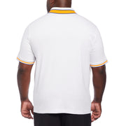 Striped Collar and Cuff Interlock Polo (Bright White) 