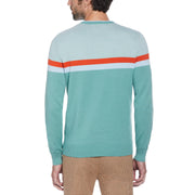 Striped Cotton Crew Neck Sweater (Oil Blue) 