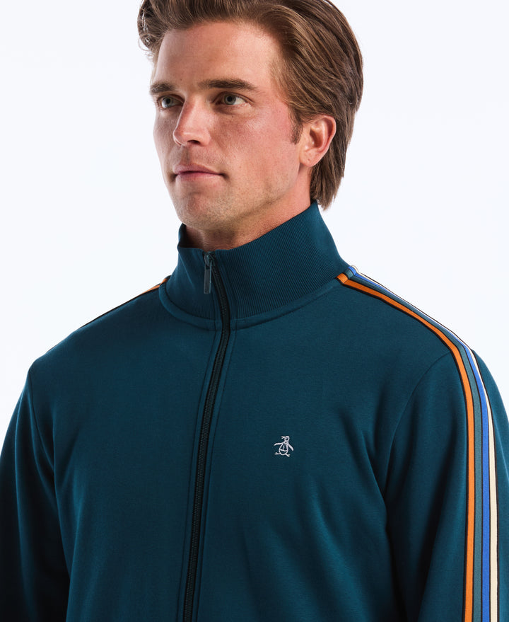 Striped Tape Fleece Track Jacket (Reflecting Pond) 