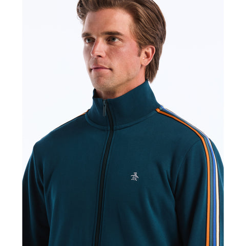 Striped Fleece Track Jacket-Outerwear-Original Penguin