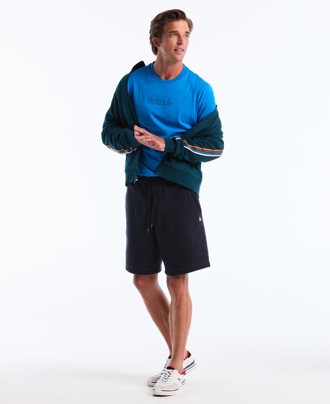 Striped Tape Fleece Track Jacket (Reflecting Pond) 