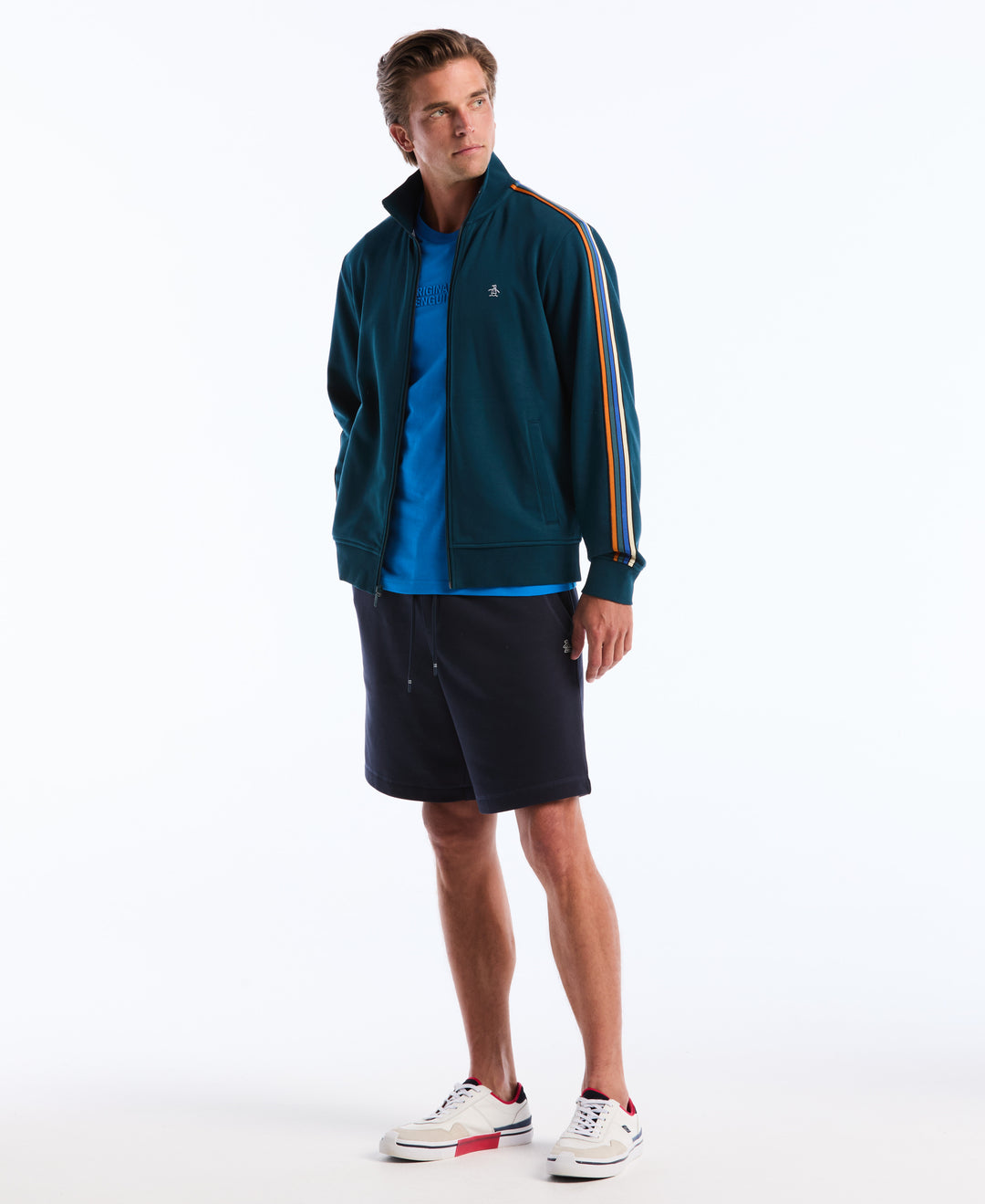 Striped Tape Fleece Track Jacket (Reflecting Pond) 