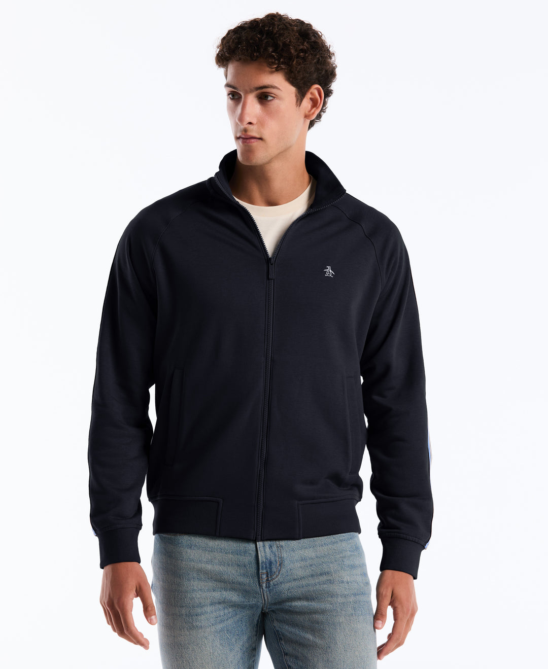 Stripe Tape Fleece Track Jacket (Dark Sapphire) 