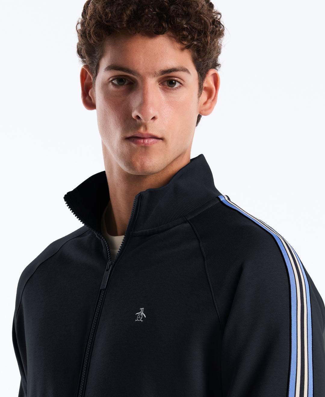 Stripe Tape Fleece Track Jacket (Dark Sapphire) 