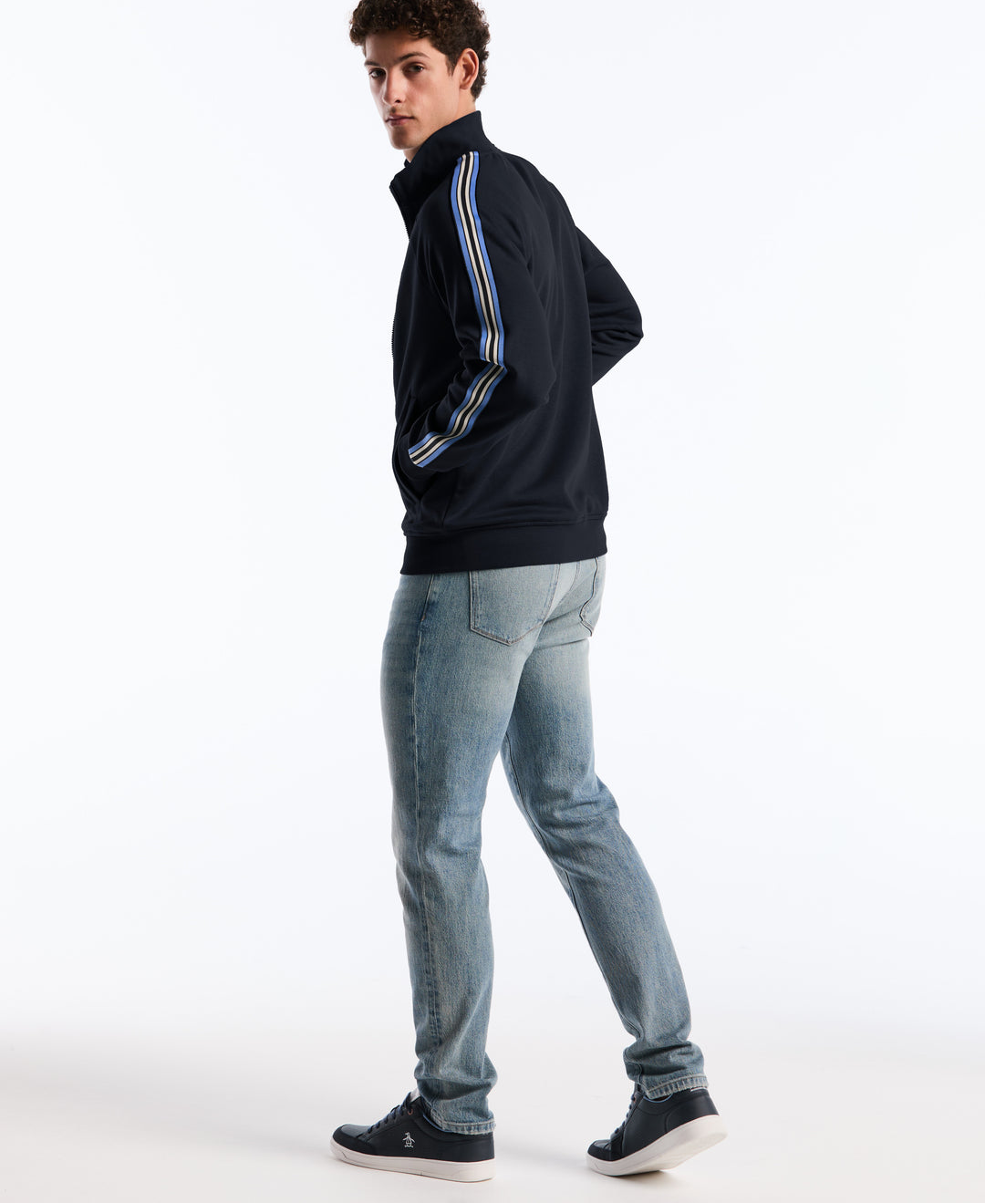 Stripe Tape Fleece Track Jacket (Dark Sapphire) 