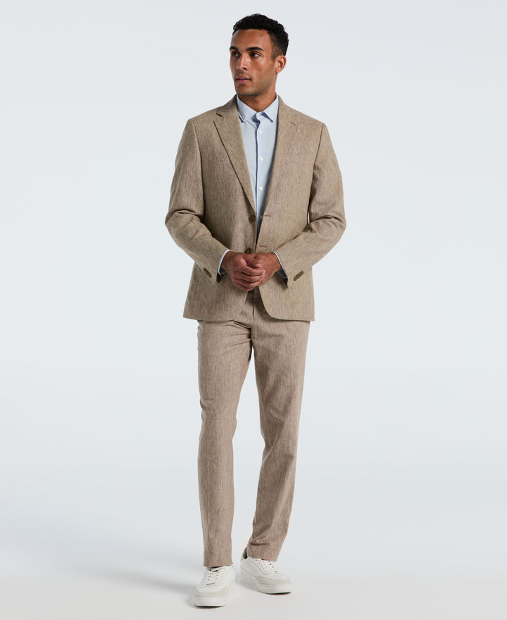 Tan Linen Suit Separate Jacket (Tan/White) 