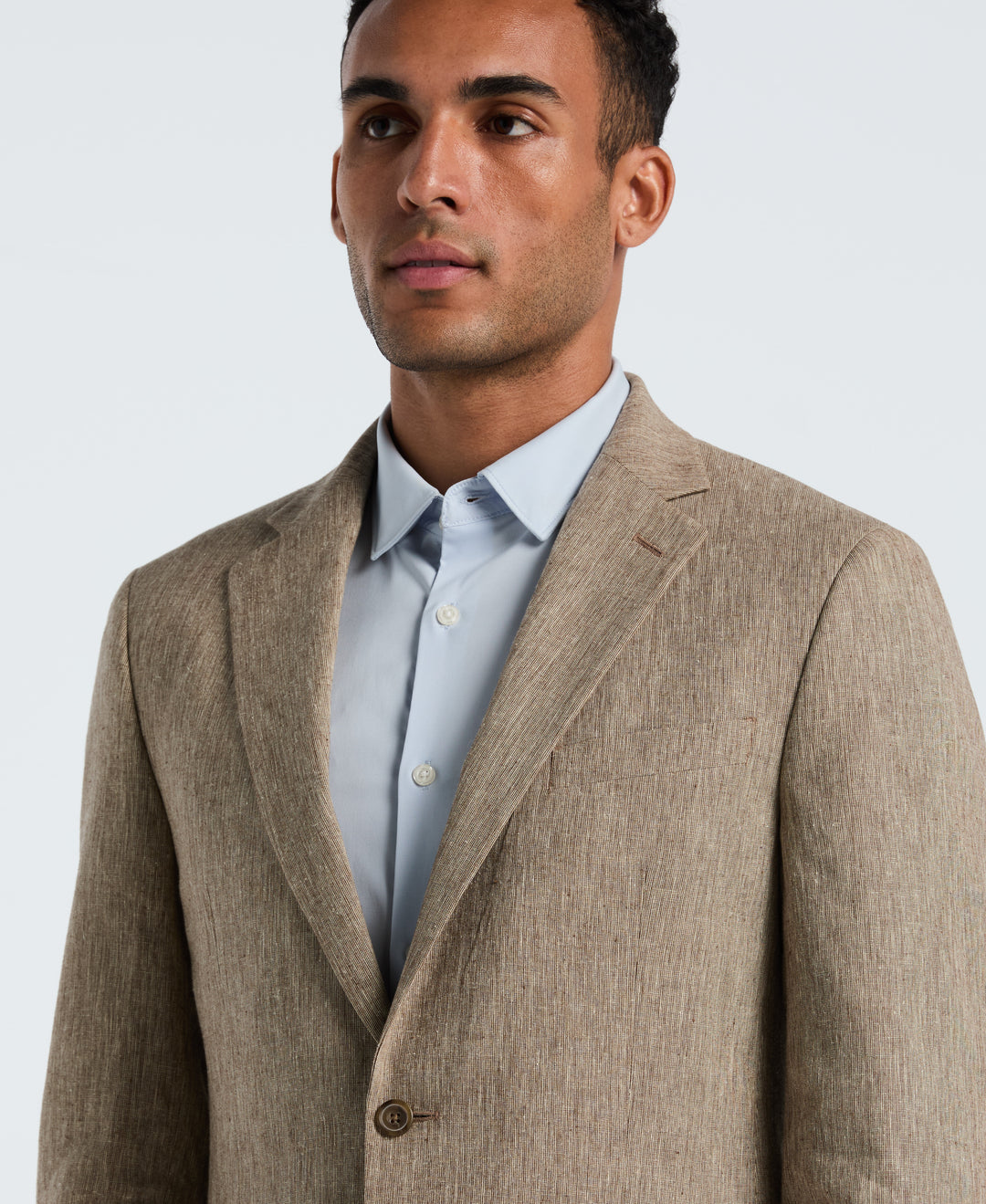 Tan Linen Suit Separate Jacket (Tan/White) 