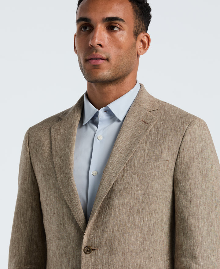 Tan Linen Suit Separate Jacket (Tan/White) 
