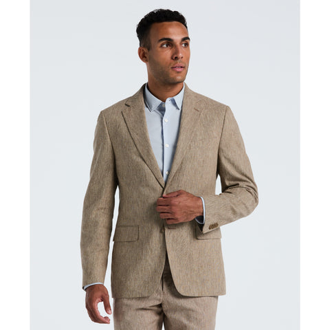 Tan Linen Suit Separate Jacket (Tan/White) 