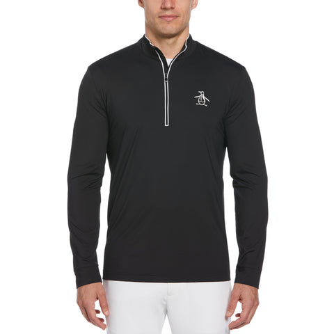 Technical Earl 1/4 Zip Long Sleeve Golf Sweater (Caviar) 