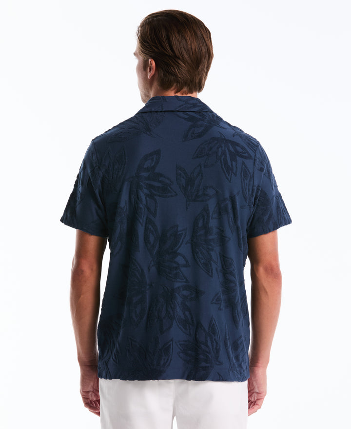 Terry Floral Button Front Polo (Sargasso Sea) 