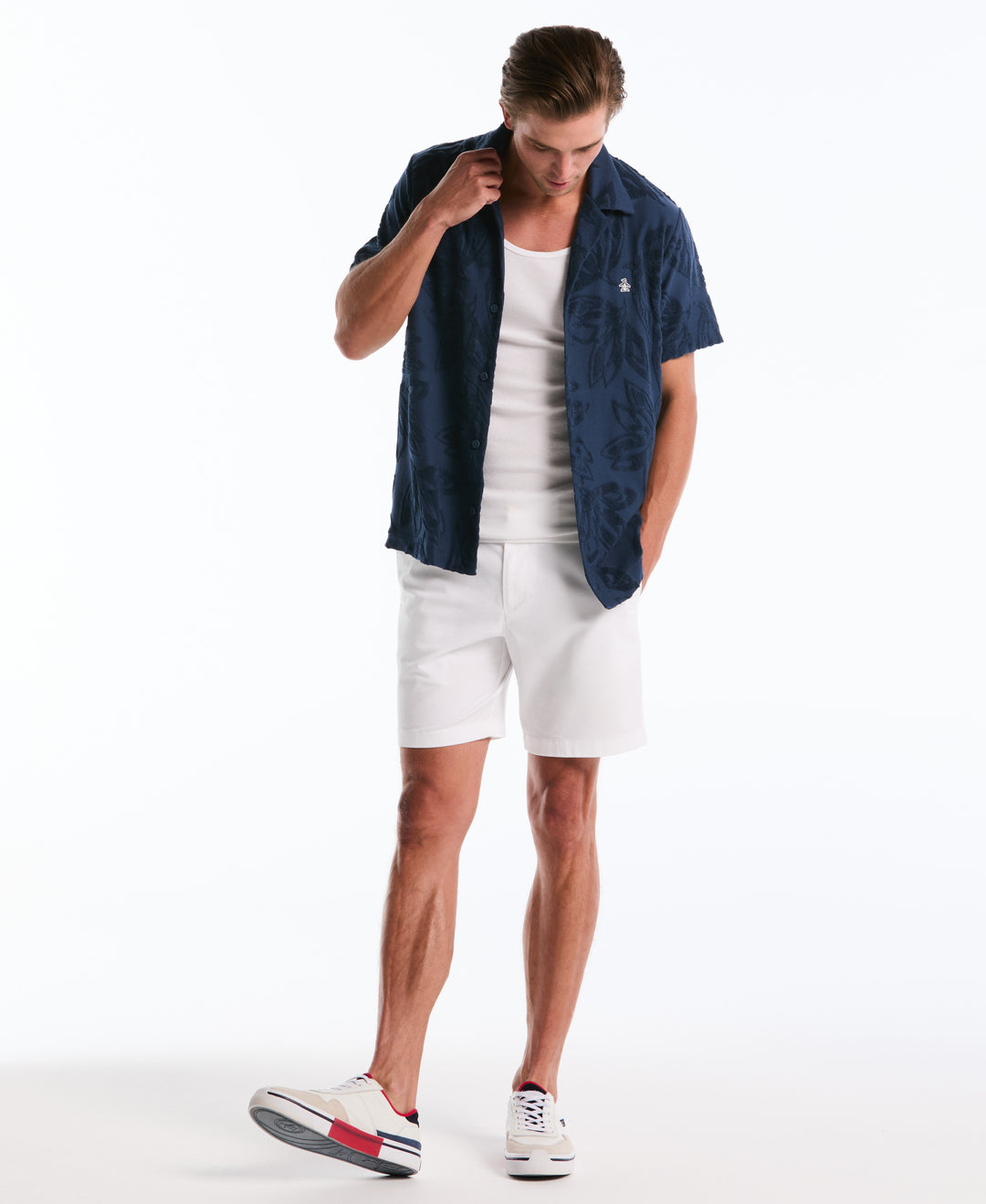 Terry Floral Button Front Polo (Sargasso Sea) 