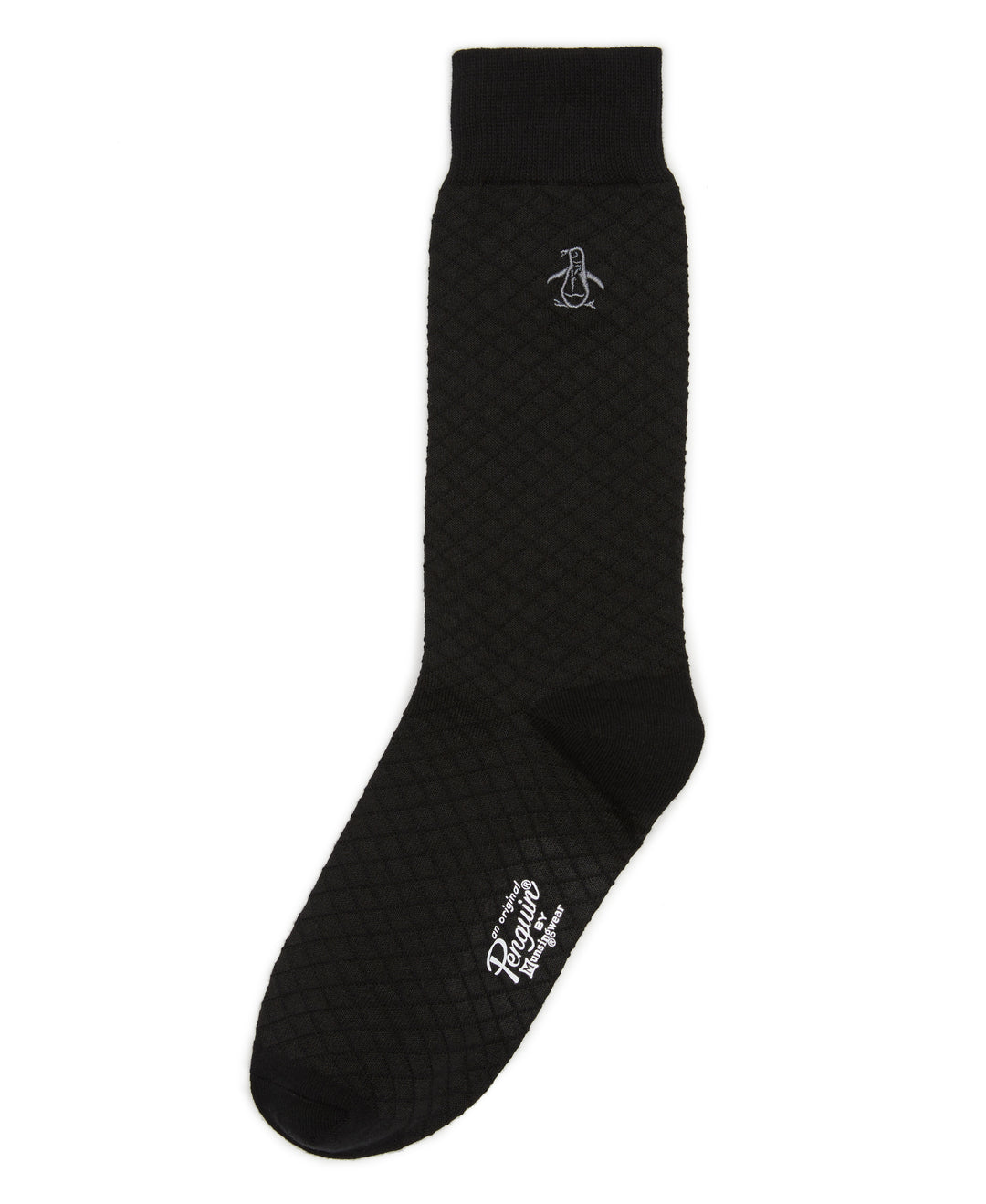 Texture Knit Solid Diamond Dress Sock  (Black) 