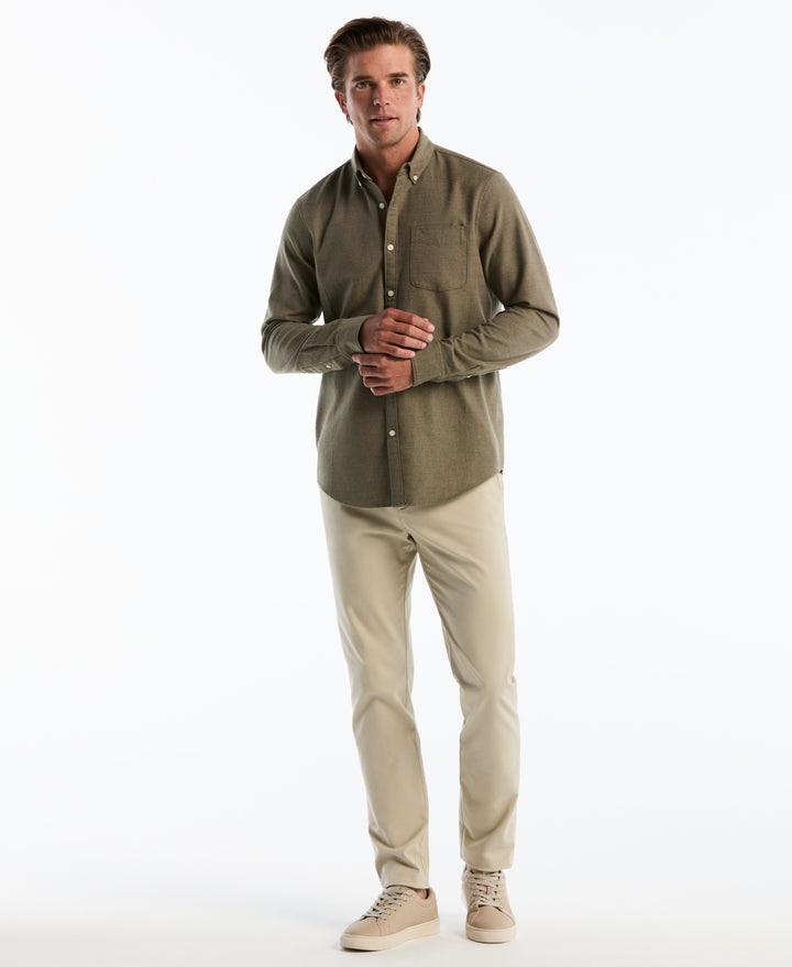 Cotton Textured Chambray Dobby Shirt (Dusty Olive) 