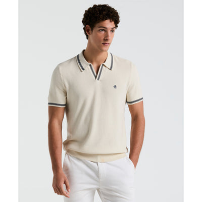 Textured Johnny Collar Sweater Polo (Birch) 