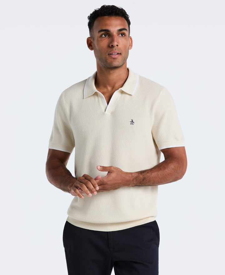 Cotton Johnny Collar Sweater Polo (Birch) 