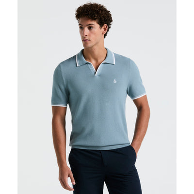 Textured Johnny Collar Sweater Polo (Citadel) 
