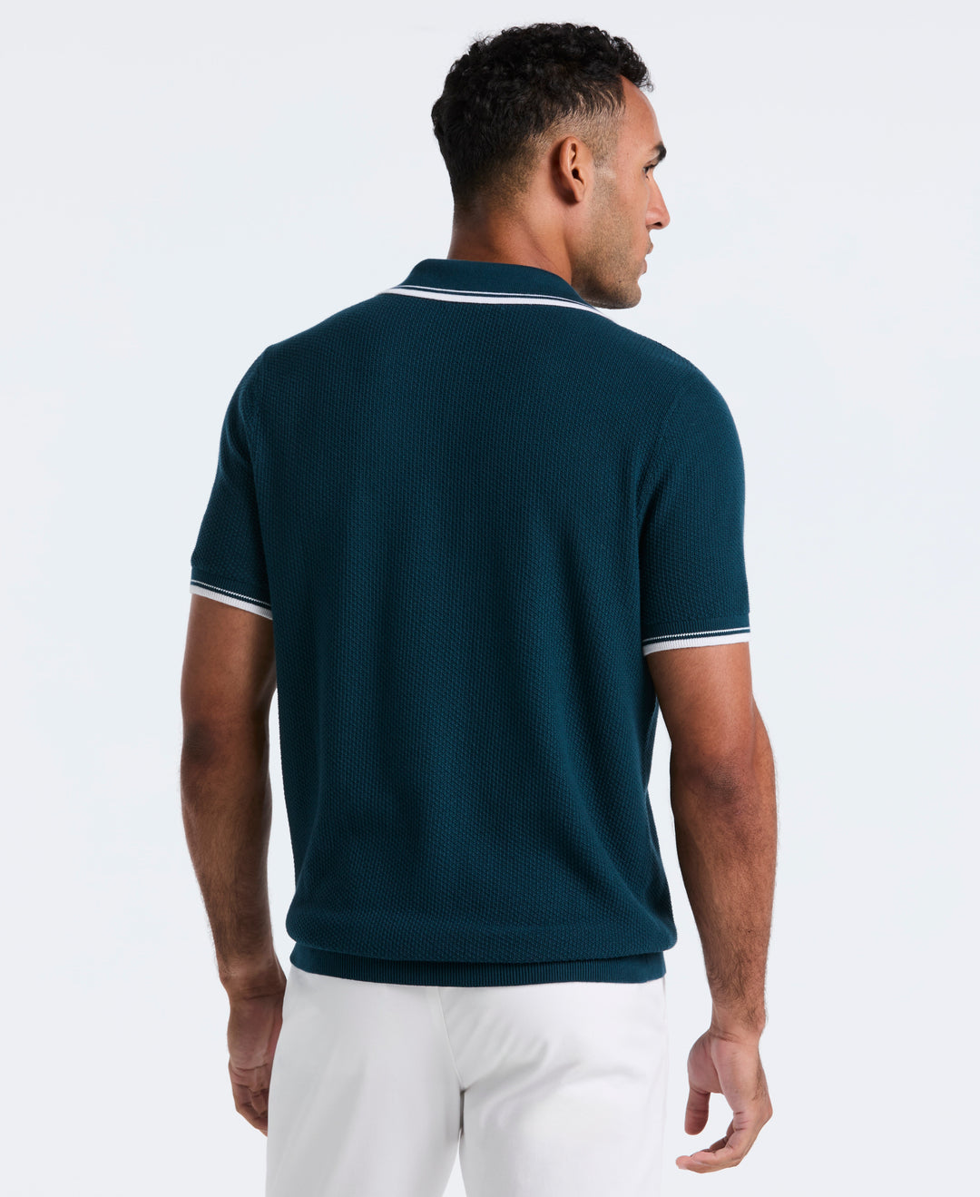 Cotton Johnny Collar Sweater Polo (Reflecting Pond) 