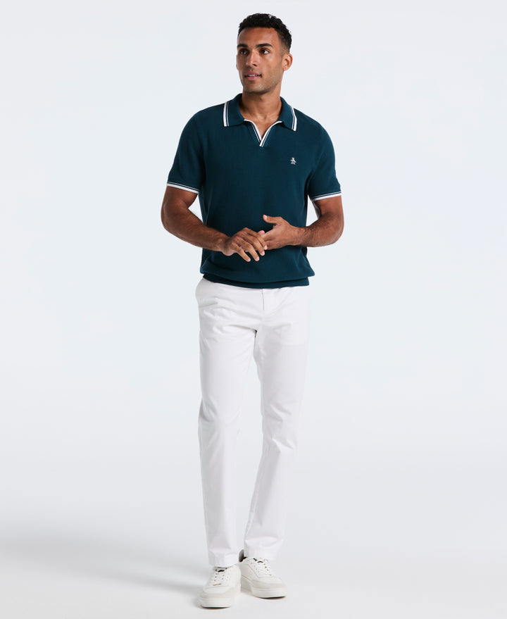 Cotton Johnny Collar Sweater Polo (Reflecting Pond) 