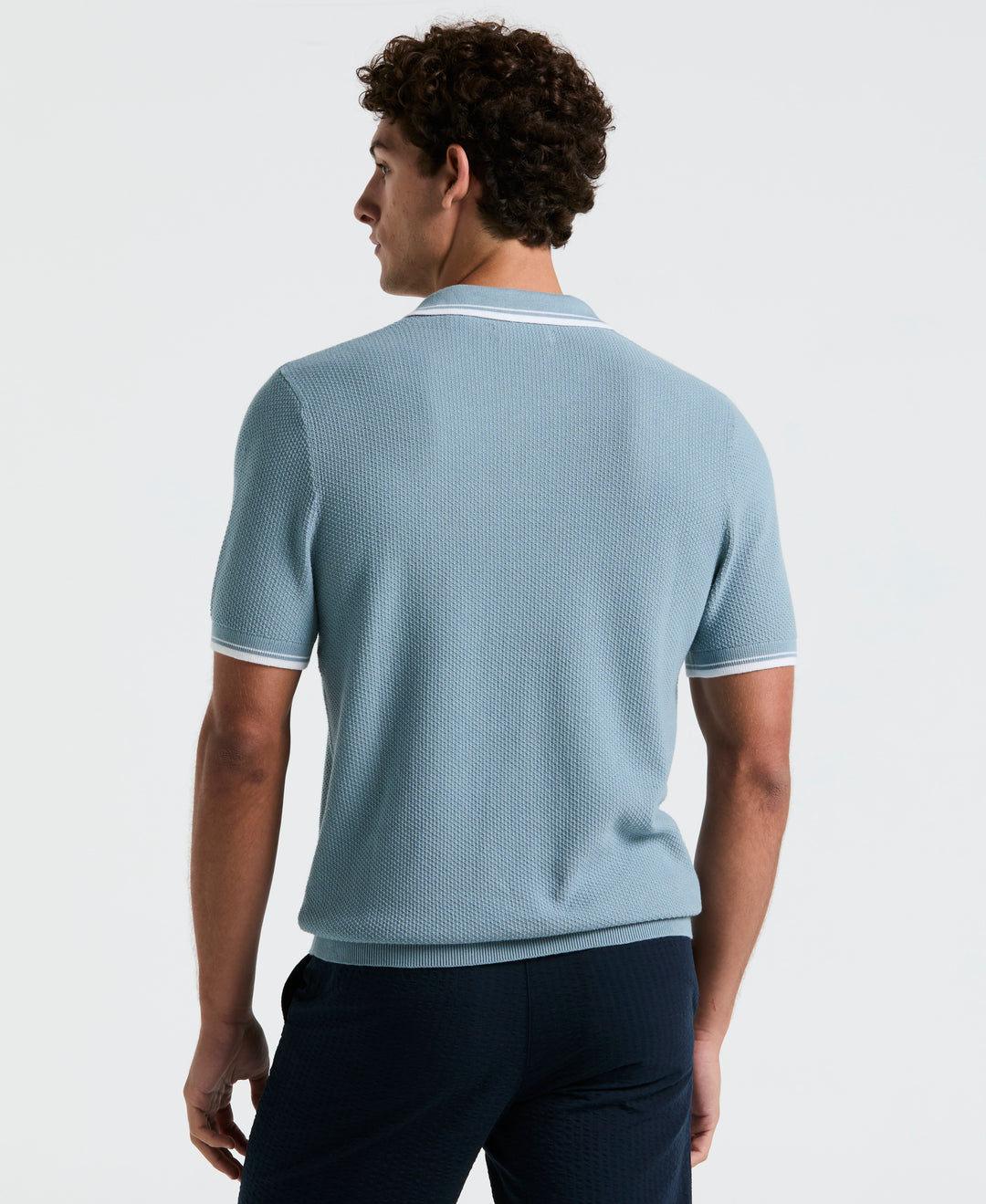 Textured Johnny Collar Sweater Polo (Citadel) 