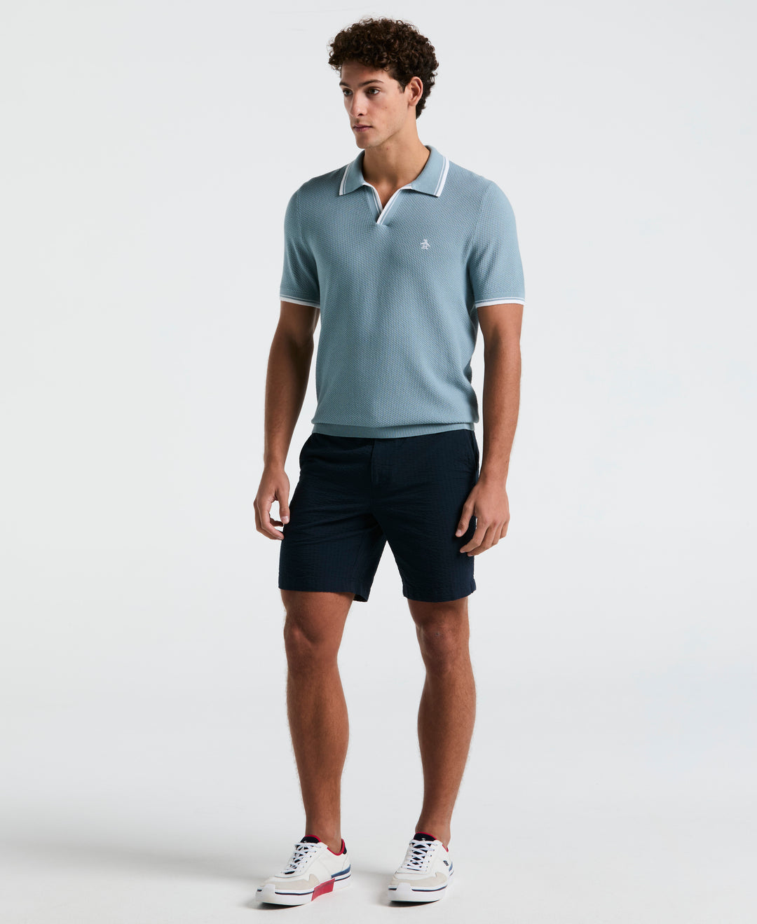 Textured Johnny Collar Sweater Polo (Citadel) 