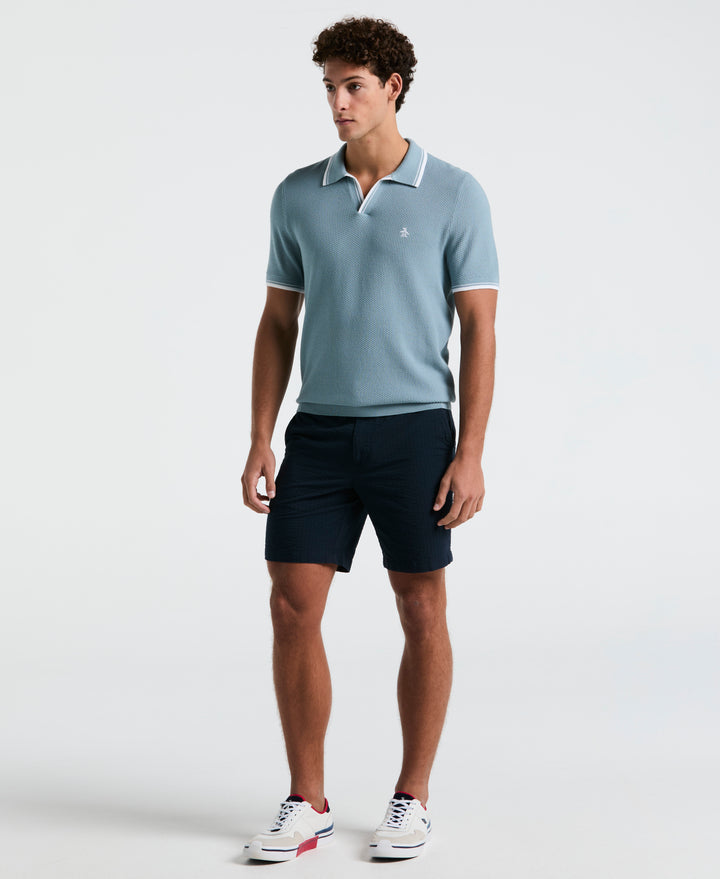Textured Johnny Collar Sweater Polo (Citadel) 
