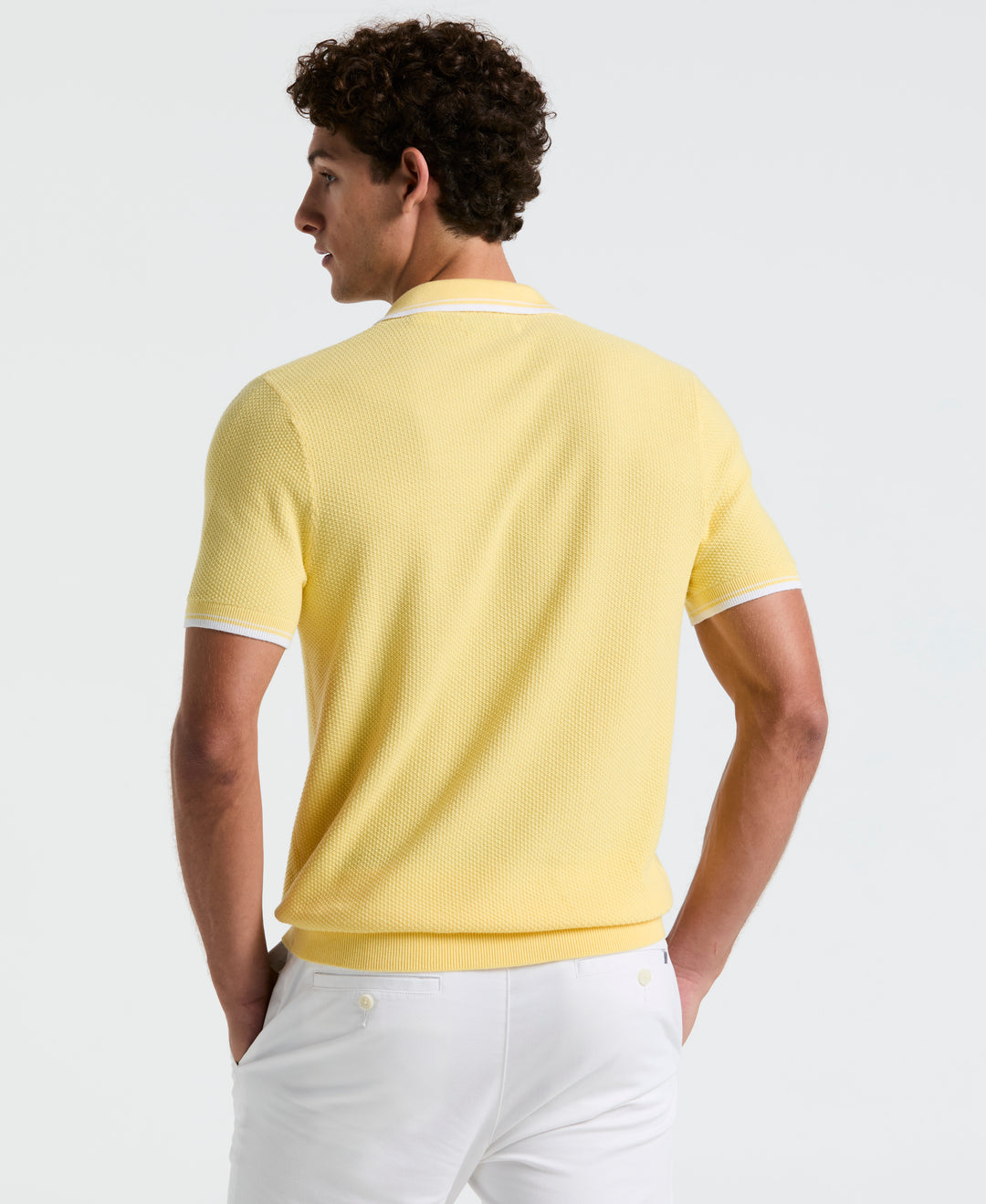Textured Johnny Collar Sweater Polo (Popcorn) 