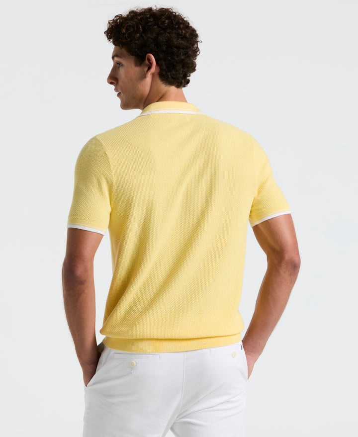 Textured Johnny Collar Sweater Polo (Popcorn) 